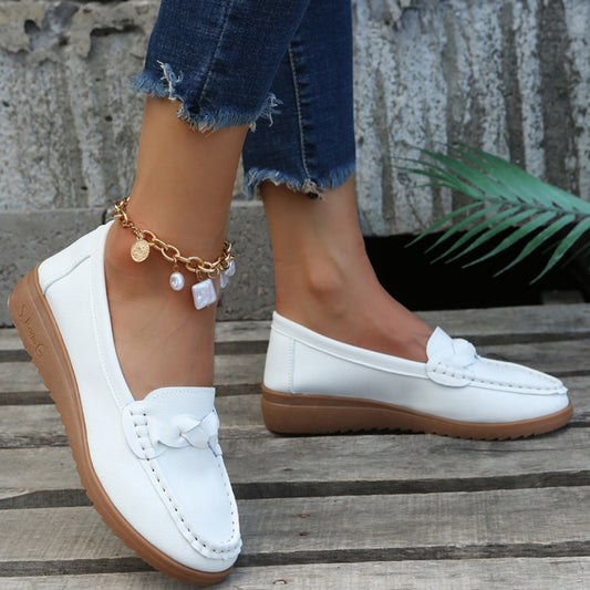 Weave Wedge Heeled Loafers