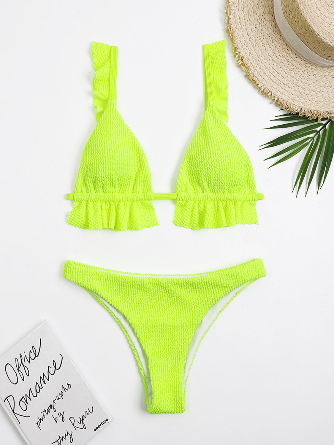 Ruffled Textured Wide Strap Two-Piece Bikini Set